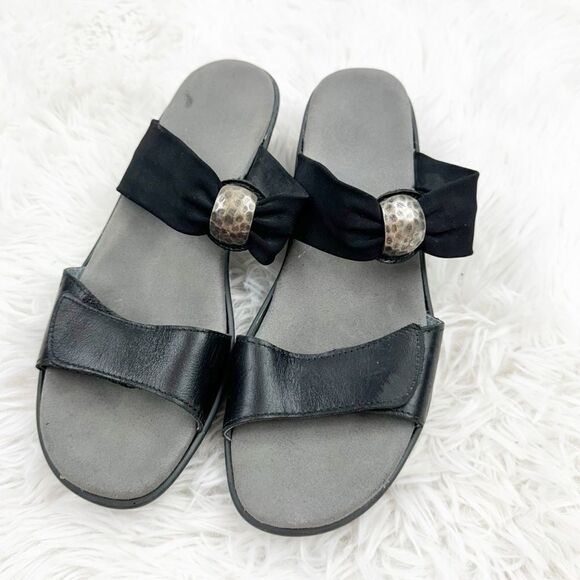 Naot Pinotage Ornament Leather Wedge Slide Sandal - Picture 1 of 10